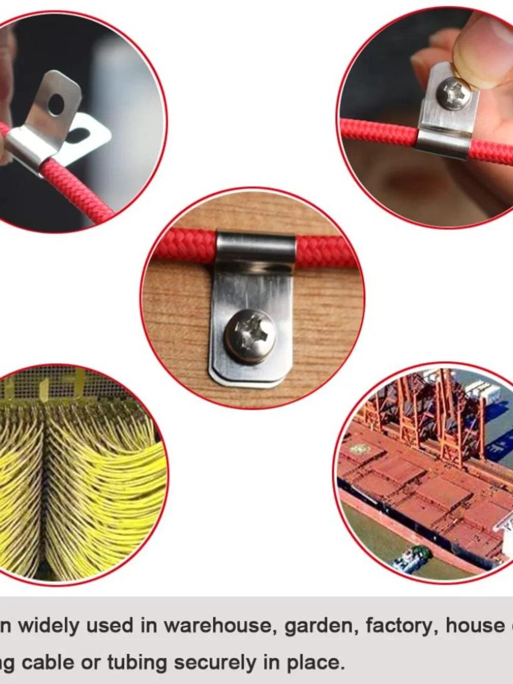 100 Pcs Fence Wire Clamps with 100 Pcs Screws, Stainless Steel Wire Clips Mount